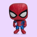 Homem-Aranha em Estilo Boneco de Vinil com fundo lavanda e sombra de contato