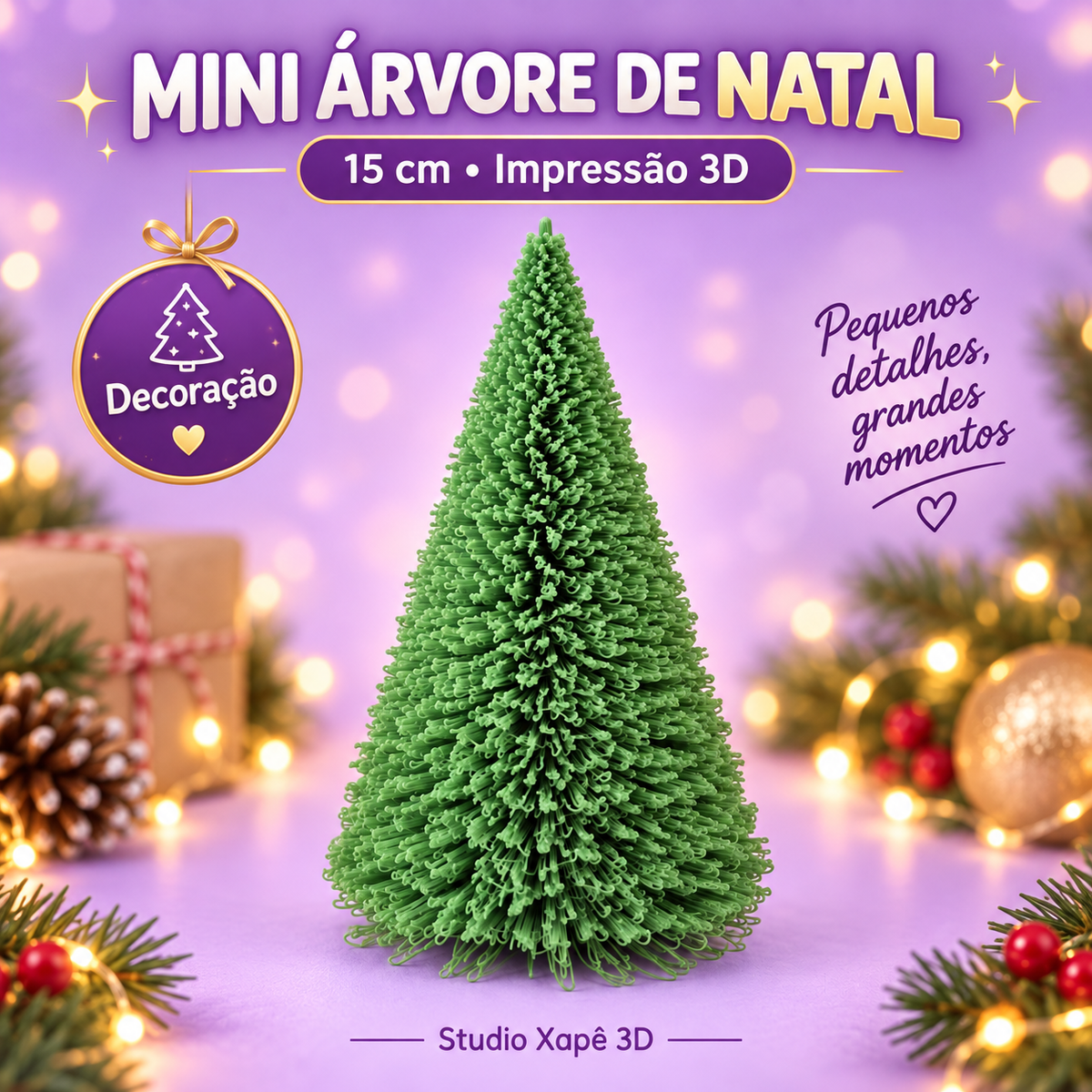 Mini Árvore de Natal Decorativa 3D