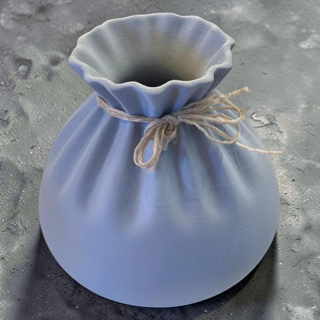 Vaso Decorativo Saco Franzido Estilo Boho Minimalista