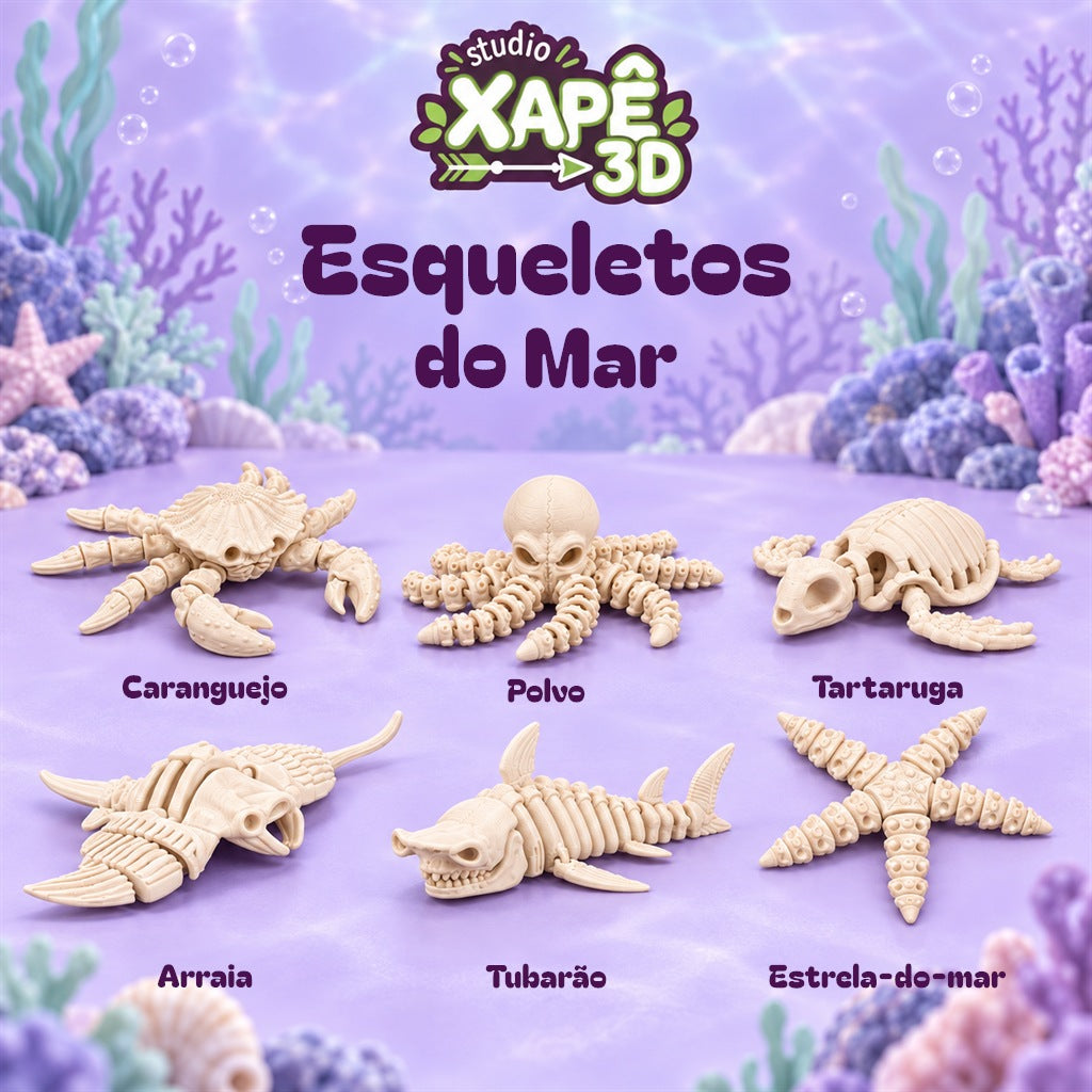 Esqueletos do Mar — Studio Xapê 3D, seis modelos disponíveis