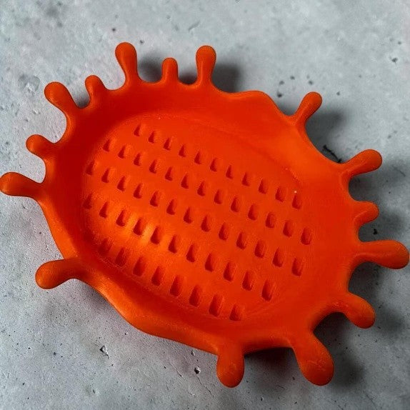 Saboneteira infantil Minha loja modelo Splash na cor laranja com design de respingo e base drenante