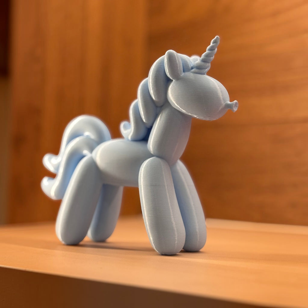 Unicórnio de decoração Minha loja em impressão 3D azul claro com design estilo balão para estantes e mesas