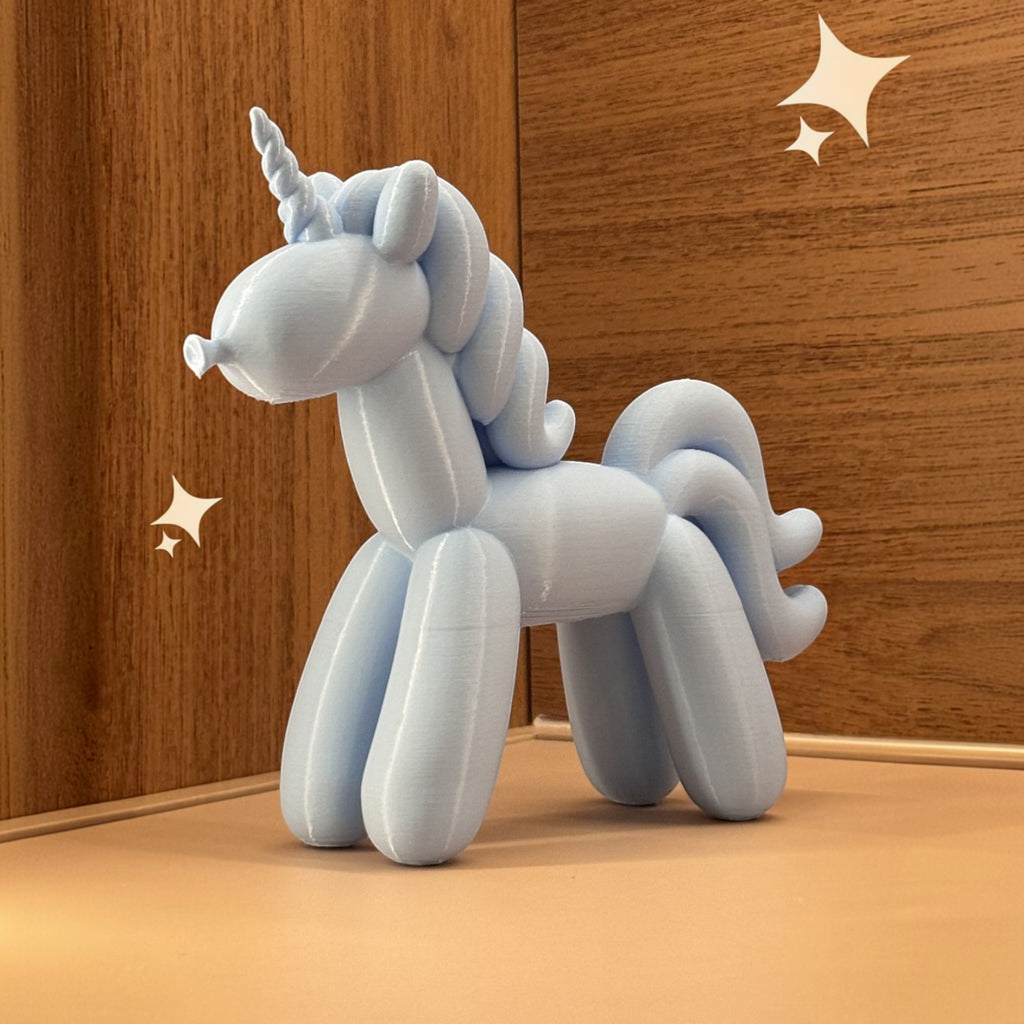 Unicórnio de decoração Minha loja azul claro impresso em 3D com design estilo balão para estantes e mesas
