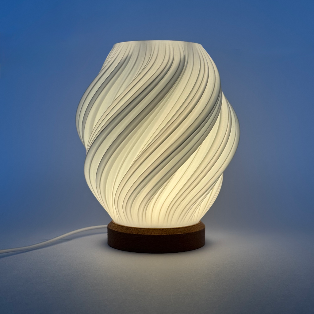 Luminária Orgânica Retorcida em Impressão 3D com LED de 7 Cores