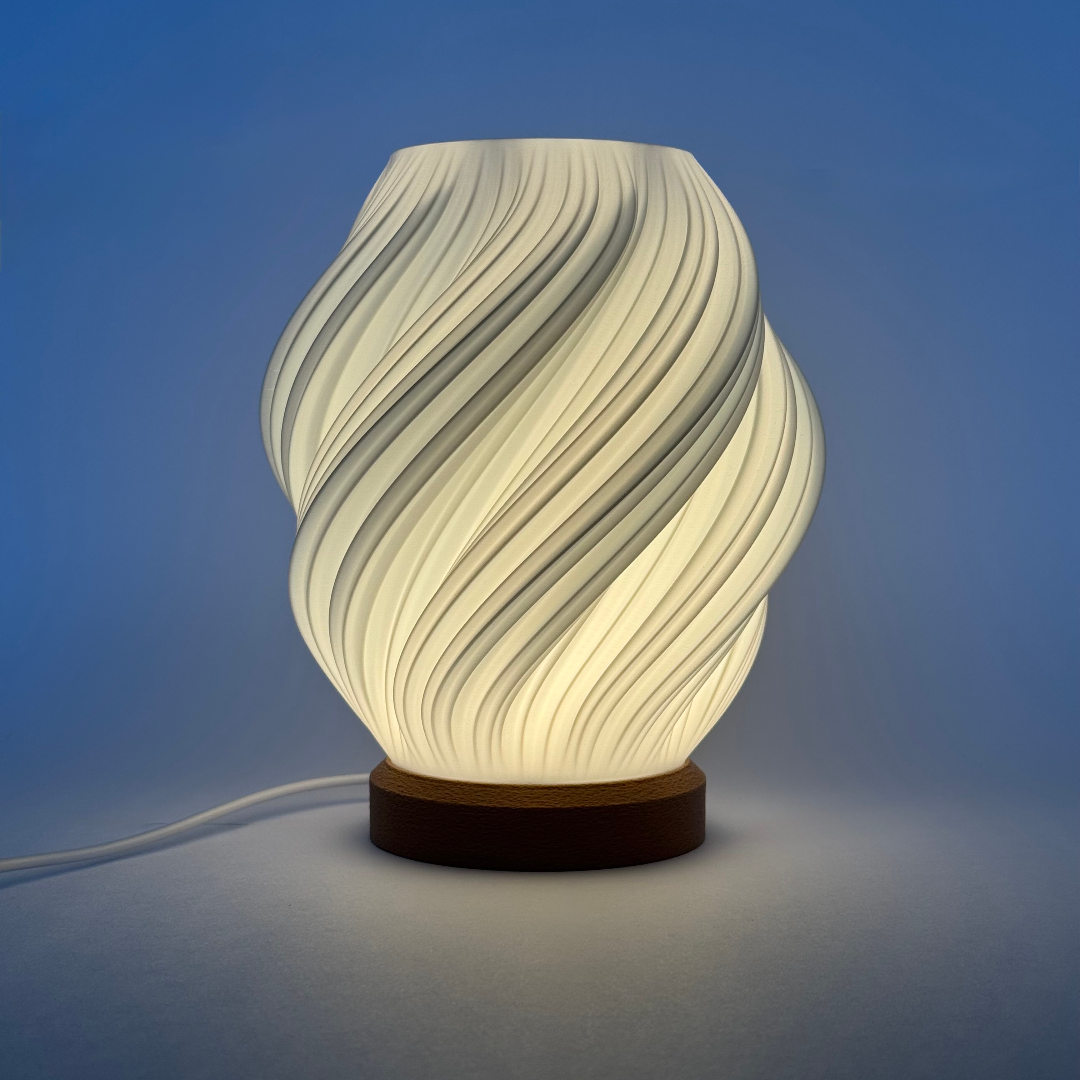 Luminária Orgânica Retorcida em Impressão 3D com LED de 7 Cores