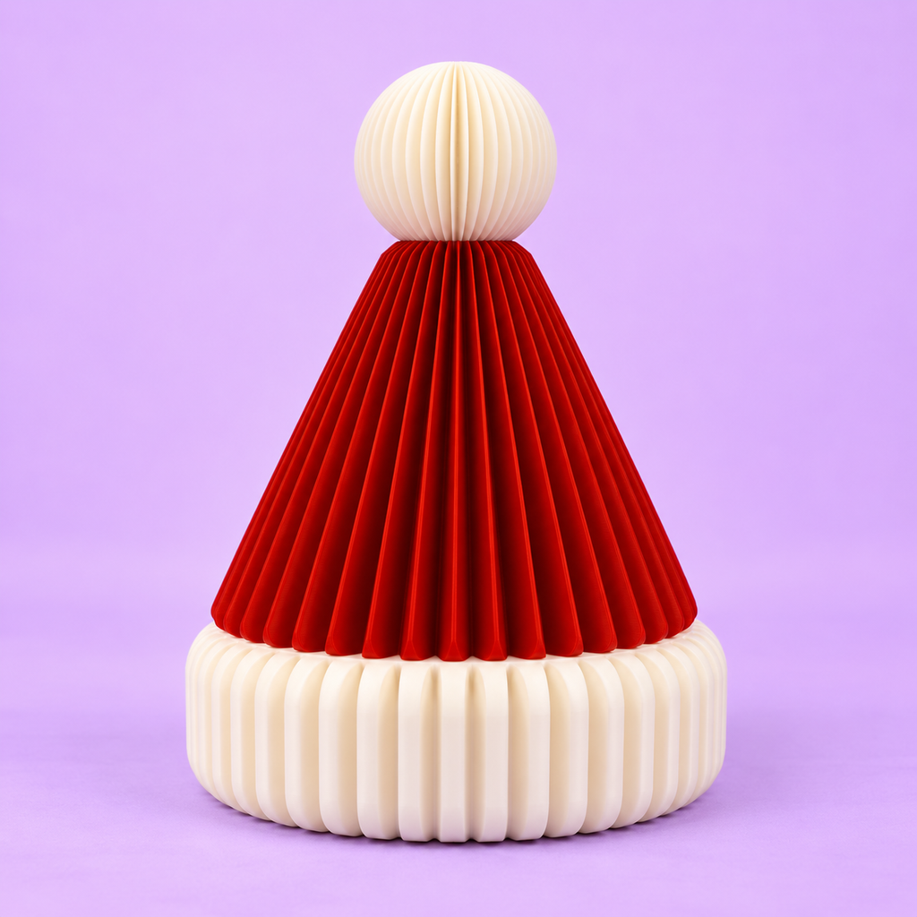 Tigela Gorro do Papai Noel 3D fechada em fundo lavanda