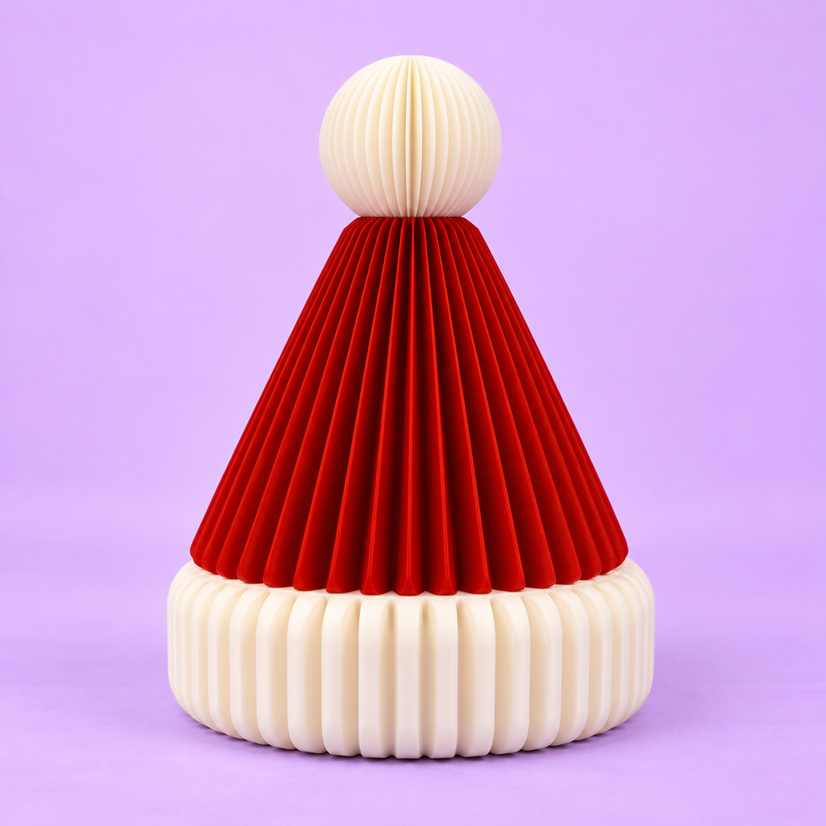 Tigela Gorro do Papai Noel 3D fechada em fundo lavanda